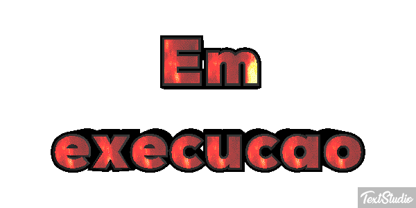 Em execução Efeito do texto