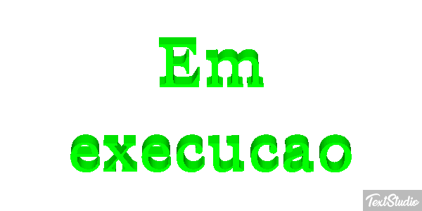 Em execução Efeito do texto