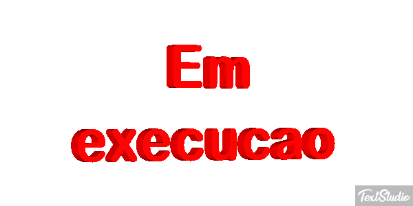 Em execução Efeito do texto