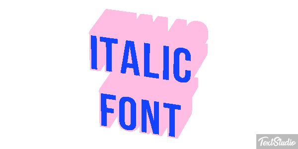 Italic Font Text effect