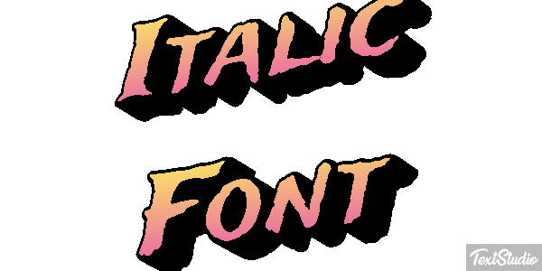 Italic Font Text effect