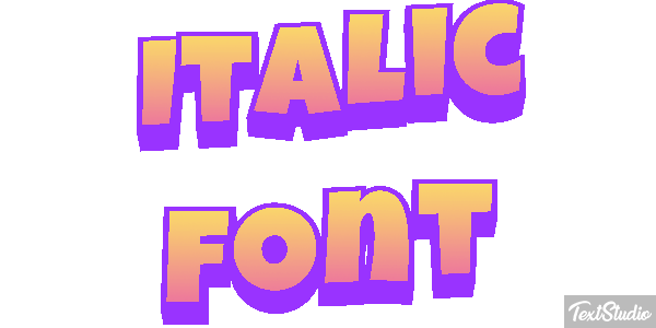 Italic Font Text effect