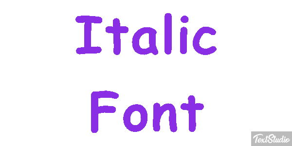 Italic Font Text effect