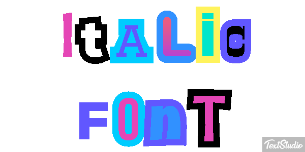 Italic Font Text effect